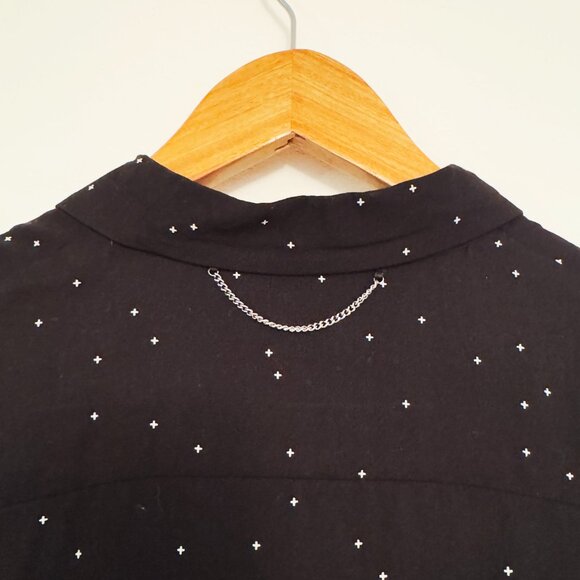 RAG AND BONE CROSS DOT PRINT BLACK DRAPE SHIRT DRESS SIZE SMALL - Picture 4 of 6